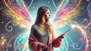 Magical fairy girl using her wand